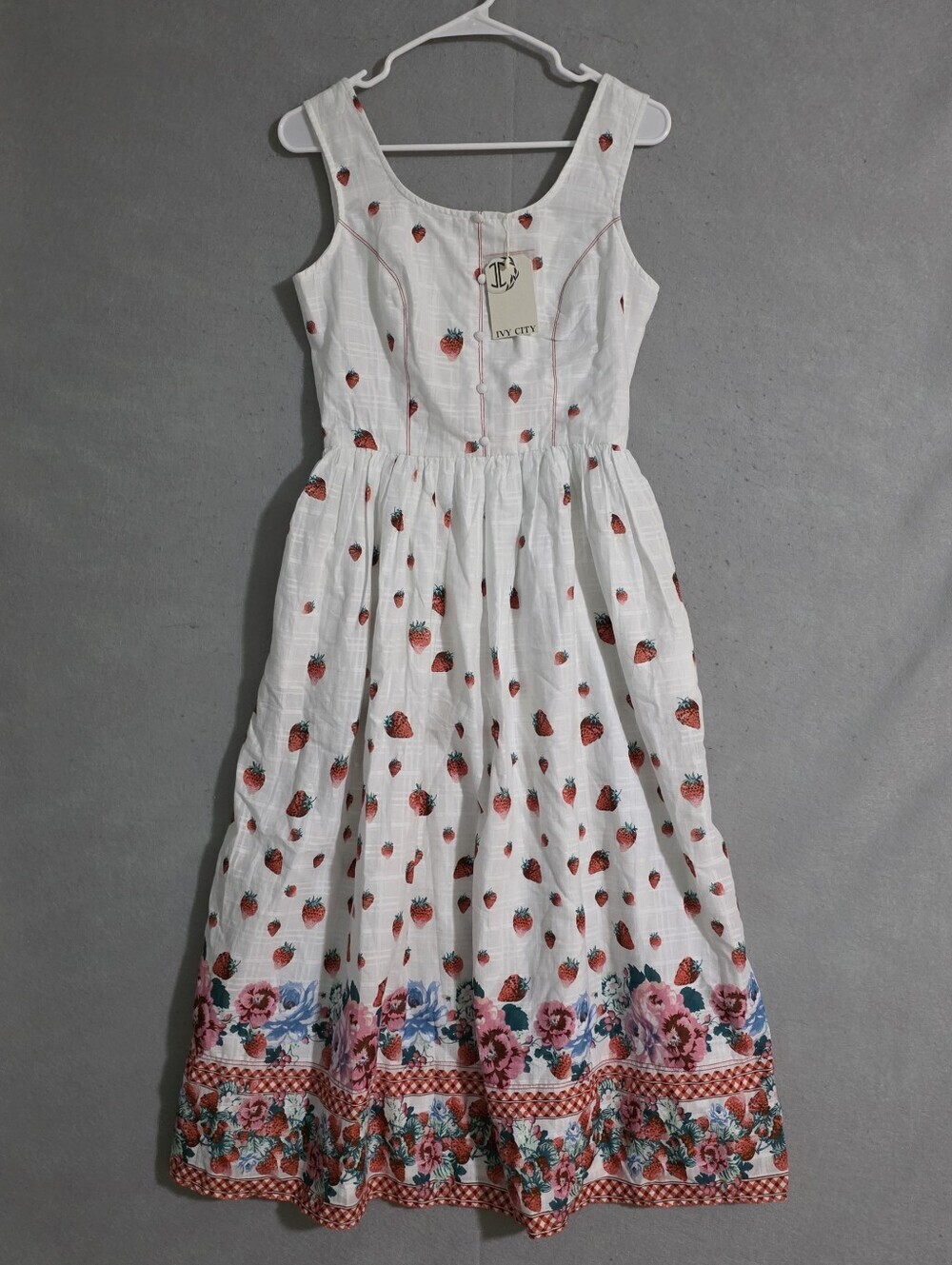 NWT Ivy City Womens Sadie Midi Lined Dress In Strawberry Vintage Tier Size XS